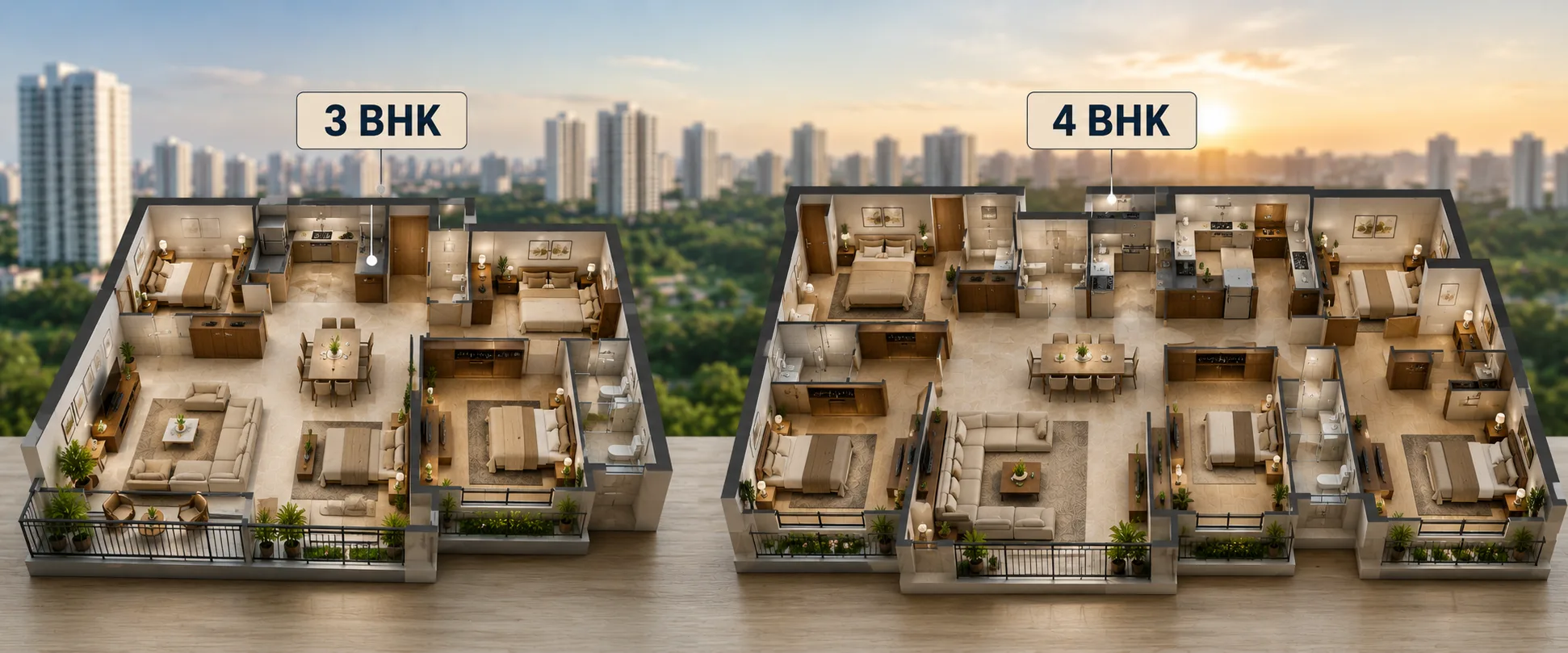 2 BHK vs 3 BHK Flat: Which Is Better Investment in Noida?