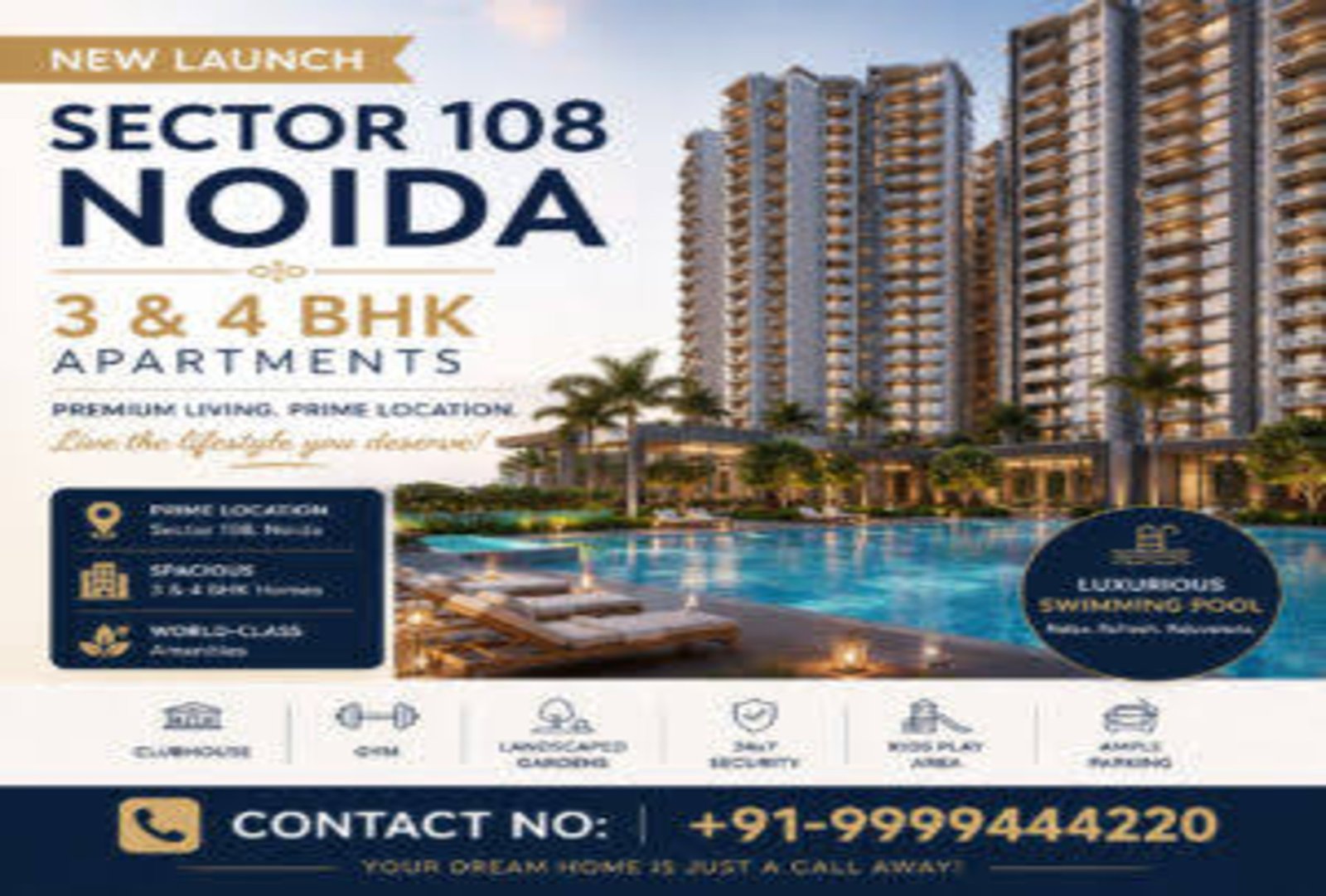 DLF: 3 $ 4 BHK Flats in Sector 108 Noida